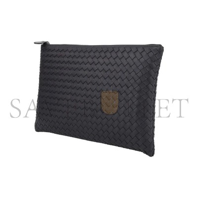 BOTTEGA VENETA WOVEN RIBBED ZIPPER LAMBSKIN ENVELOPE CLUTCH 522430V001N1000 (29*20*2cm)